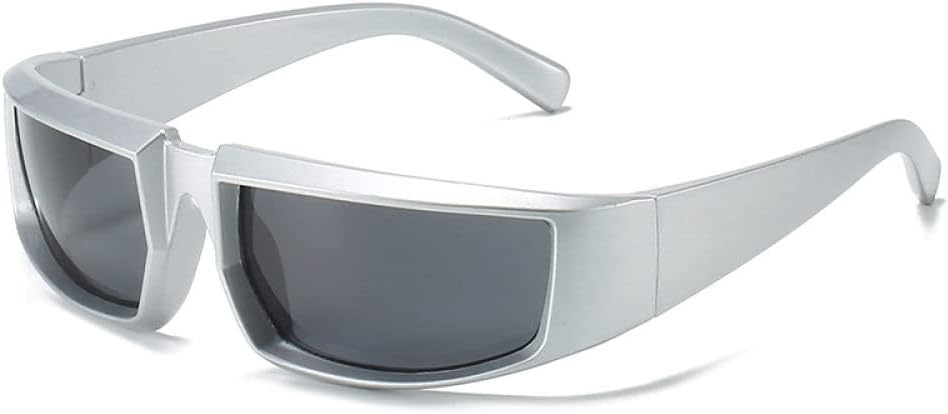 

Спортивные солнцезащитные очки в стиле стимпанк, серебристые, для женщин, зеркальные, для мужчин, панк, унисекс, для активного отдыха, с защитой от УФ-излучения UV400 MTZJH, Grey Black