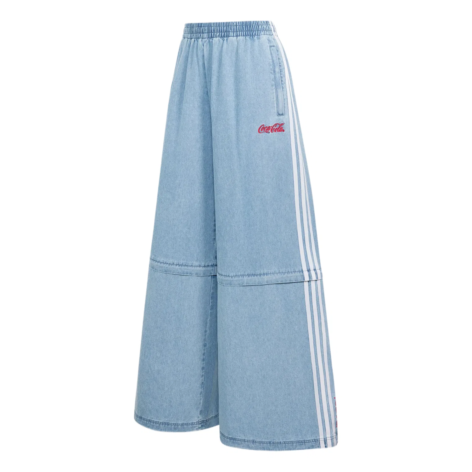 Джинсы женские с широкими штанинами Adidas Originals X Coca Cola Light Denim Blue