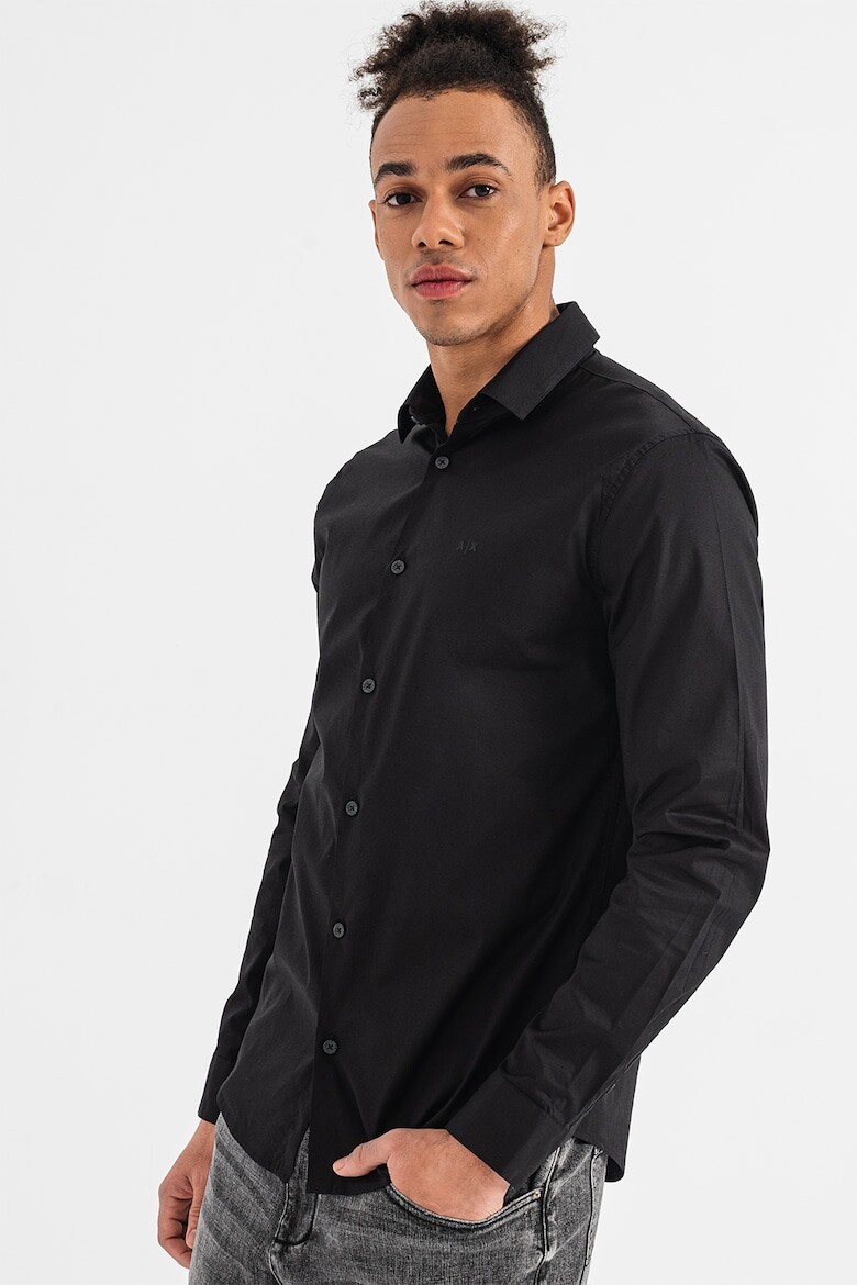 

Облегающая рубашка с классическим воротником Armani Exchange, черный