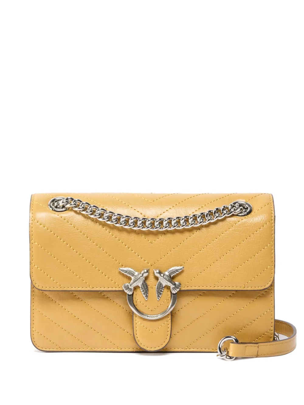 

Сумка через плечо с цепочкой и узором «елочка» PINKO, желтый