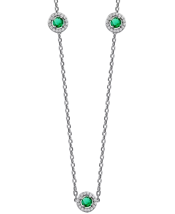 

Эффектное колье-гало длиной 16 дюймов с сапфирами (7/8 карата) и бриллиантами (1/4 карата) из 14-каратного белого золота (также с рубинами и изумрудами) Macy'S, emerald