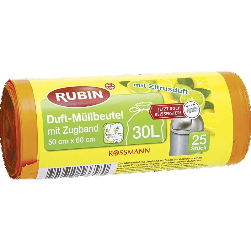 

Ароматный мешок для мусора на шнурке 30 л RUBIN, 25 шт.