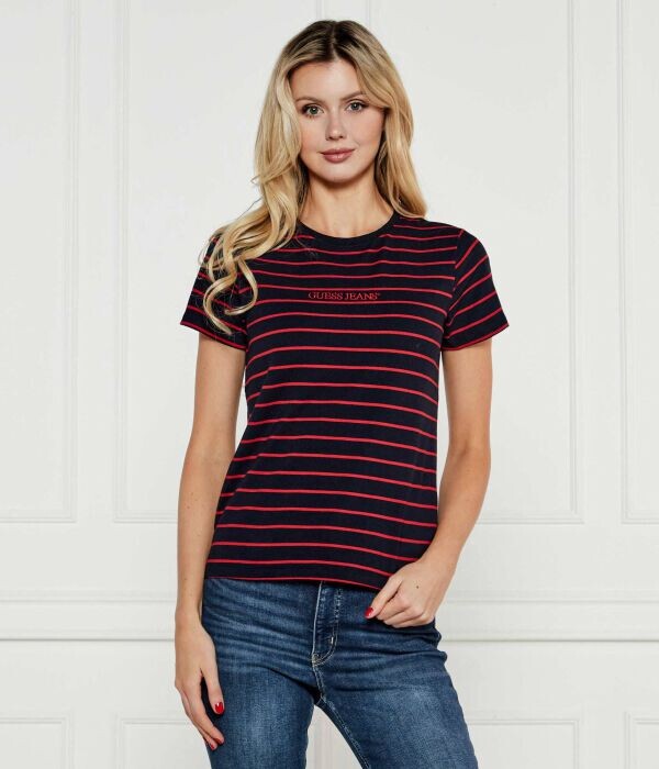 

Футболка Guess Jeans Regular Fit, синий / красный