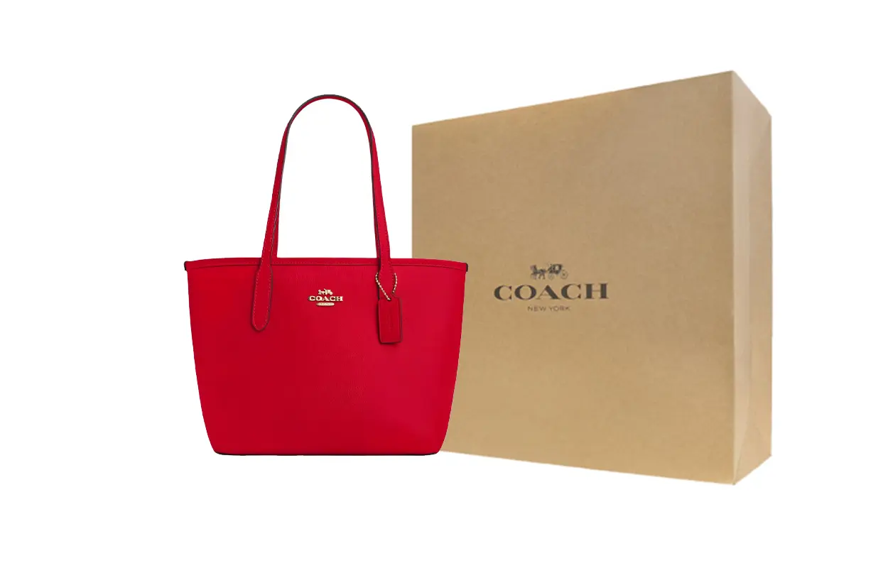 

Coach Сумка-тоут City Split из натуральной коровьей кожи, сумка для покупок, сумка через плечо, средний размер, женская, красная
