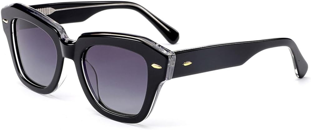 

Солнцезащитные очки с поляризованным покрытием в ацетатной оправе для женщин, геометрические солнцезащитные очки для мужчин, защита от ультрафиолета UV400 VFDHN, Black Gray