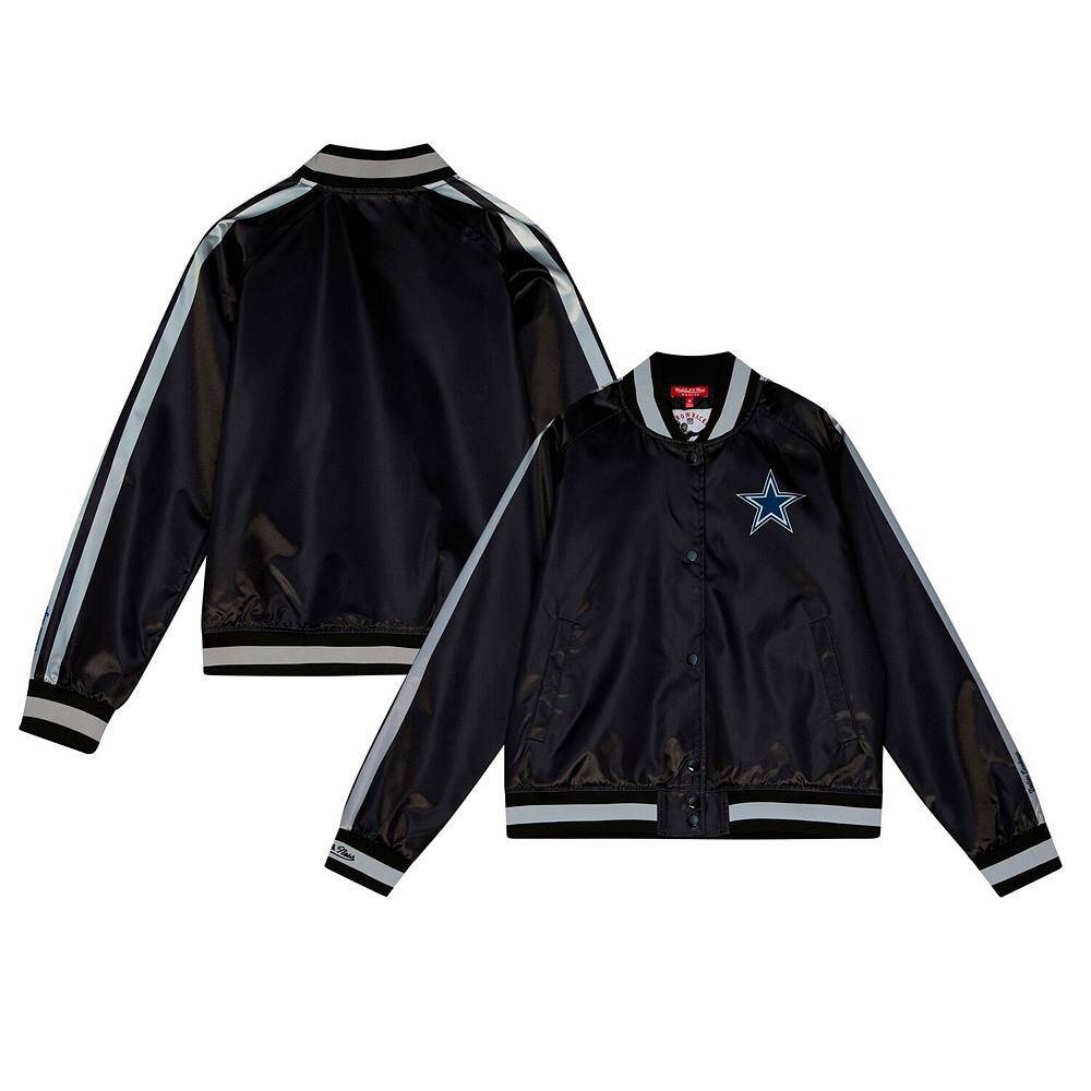 

Женская атласная куртка с длинными кнопками Mitchell & Ness Black Dallas Cowboys реглан, цвет Cow Black