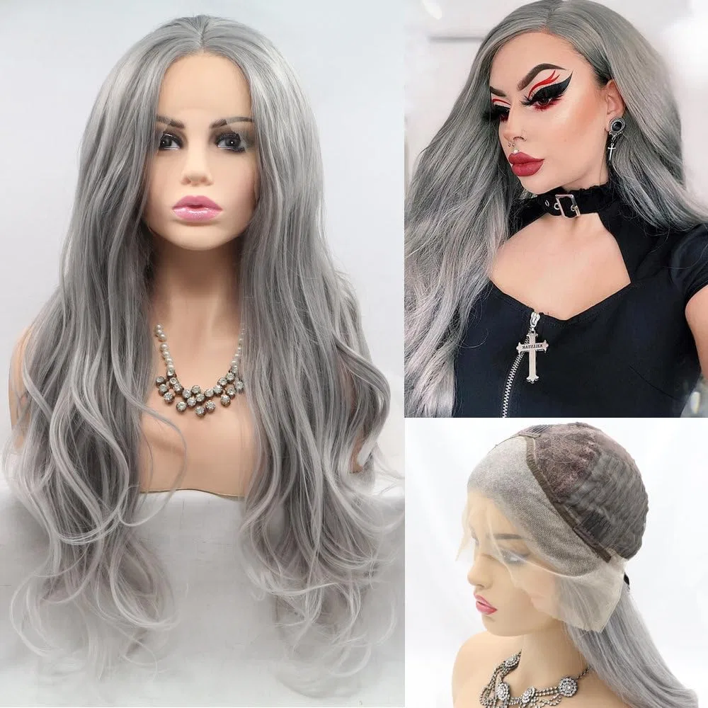 Серый парик Drag Queen Ombre с кружевной передней частью Serenewig