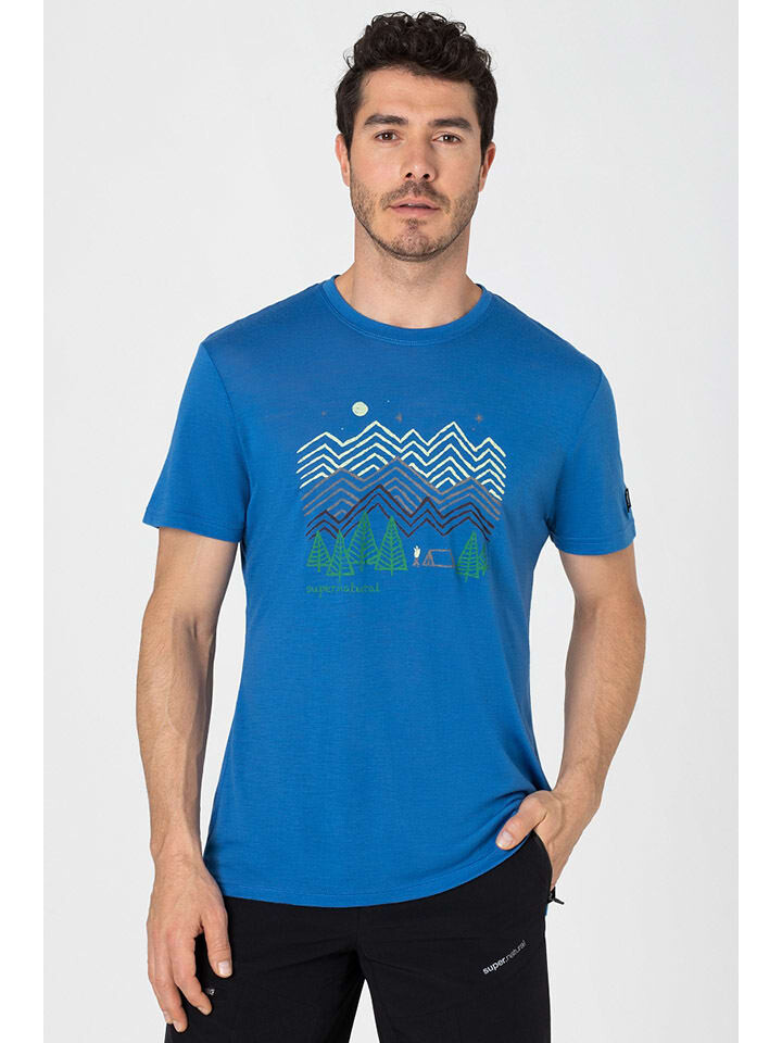 

Футболка super.natural Shirt Camping Nights, синий