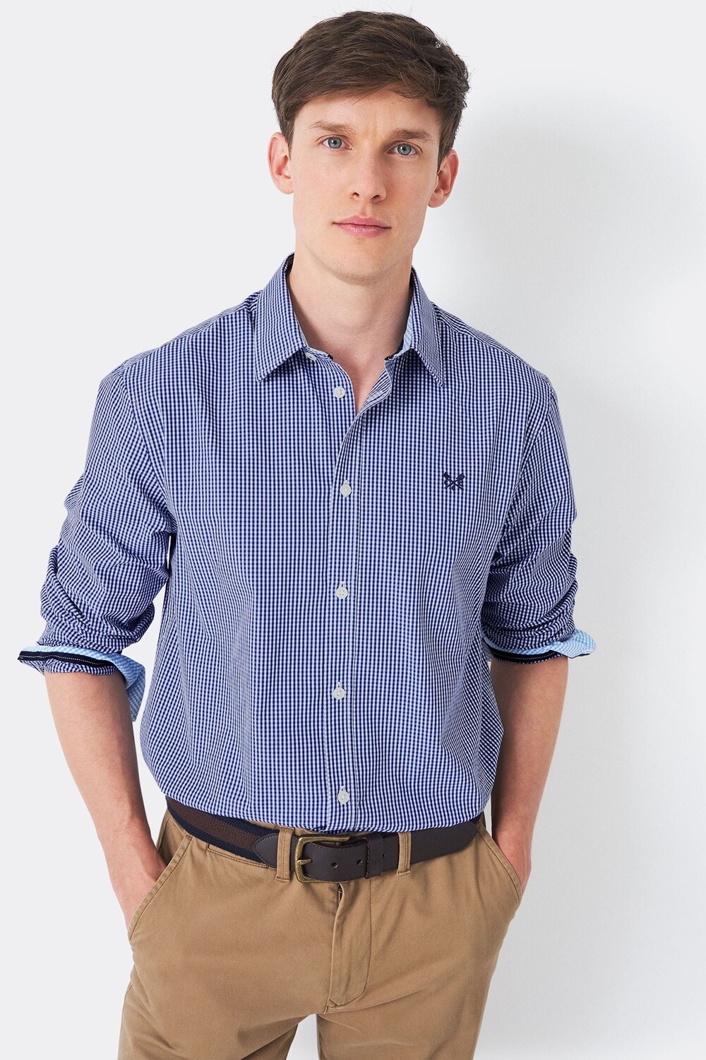 

Рубашка классического кроя в мелкую клетку Crew Clothing Crew Clothing Company, синий