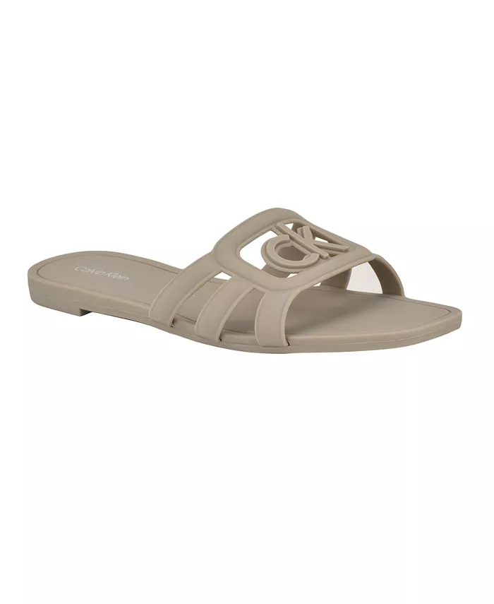 Женские сланцы Yoana Logo Slip-On Jelly Flat Calvin Klein, коричневый/бежевый