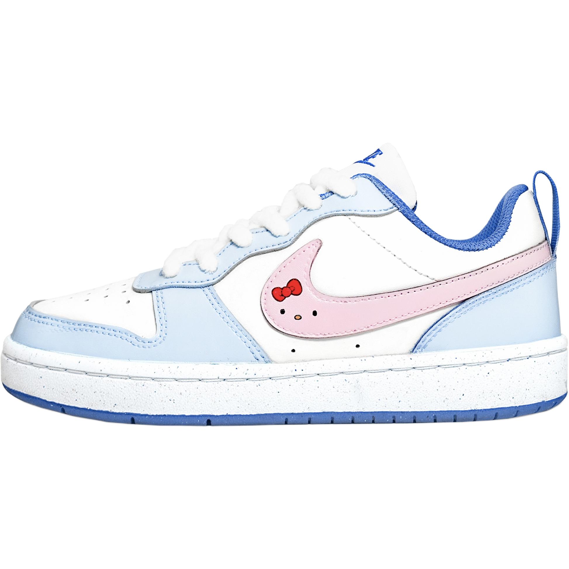 

Nike Детские кроссовки для скейтбординга Court Borough Sea Salt Kiti Cats с противоскользящим покрытием, низкие, синие