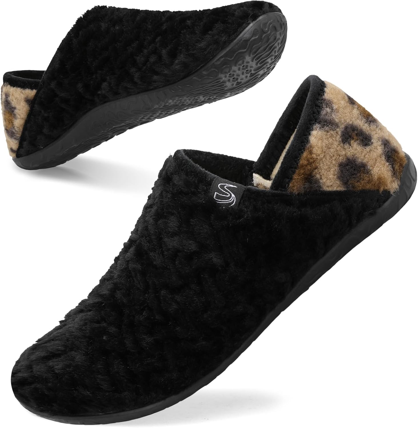 

Домашние тапочки Spesoul Fuzzy House для женщин и мужчин, закрытая задняя часть, легкие, с мягкой искусственной меховой подкладкой, тапочки-носки для дома, спальни, офиса, йоги и прогулок на улице, черный