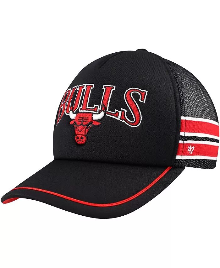 

Мужская черная регулируемая кепка Chicago Bulls с полосками Sidebrand Trucker '47 Brand, черный