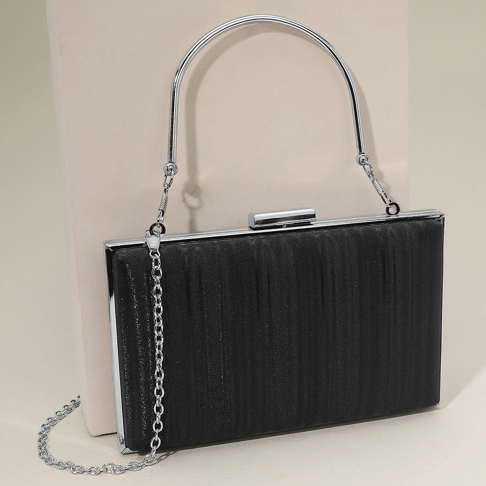 

Текстурированная сверкающая тканевая клатч-сумка с верхней ручкой FASHNZFAB, черный