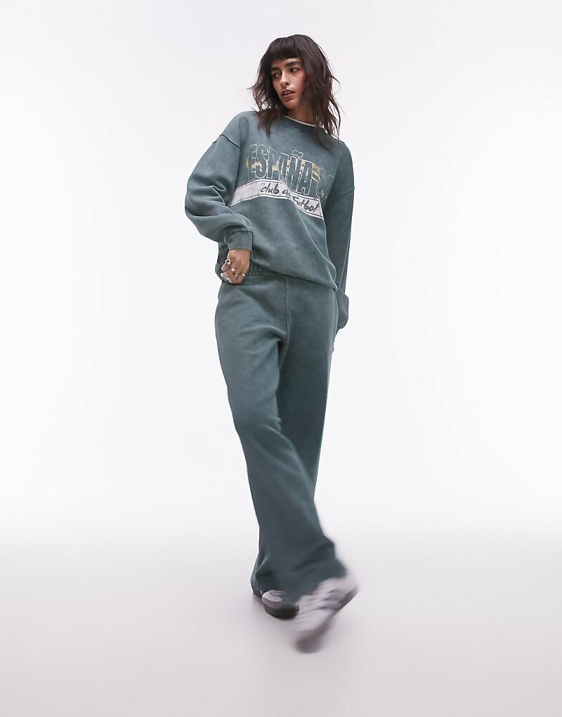 

Темно-зеленые однотонные джоггеры прямого кроя Topshop Coord