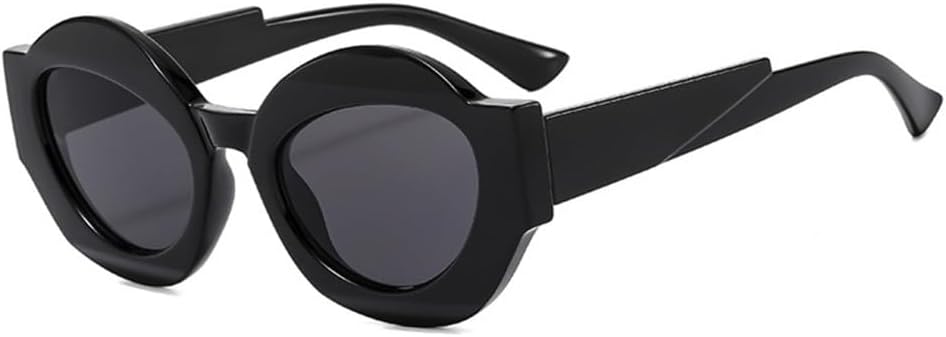 

Ретро двухцветные овальные солнцезащитные очки для женщин, прозрачные градиентные линзы, защита от УФ-излучения UV400 для мужчин, панк-очки с леопардовым принтом LANGSER, Black Gray