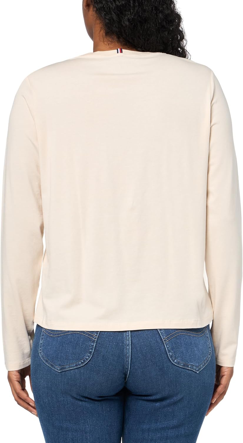Лонгслив Tommy Hilfiger Metallic Logo Crew Neck, серо-бежевый — фото 2