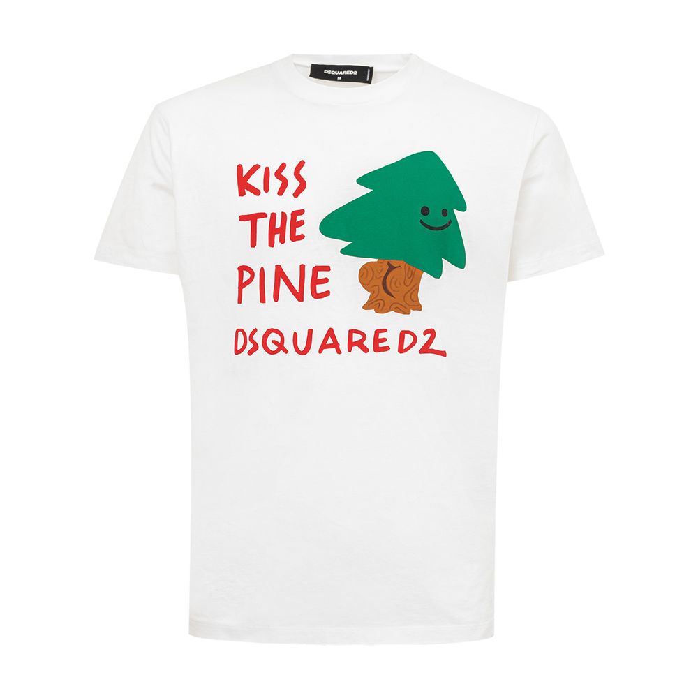 

Шикарная белая хлопковая футболка для стильных мужчин Dsquared2