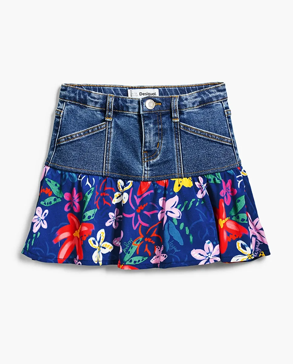 

Девичья джинсовая юбка с оборками Desigual, тёмно-синий