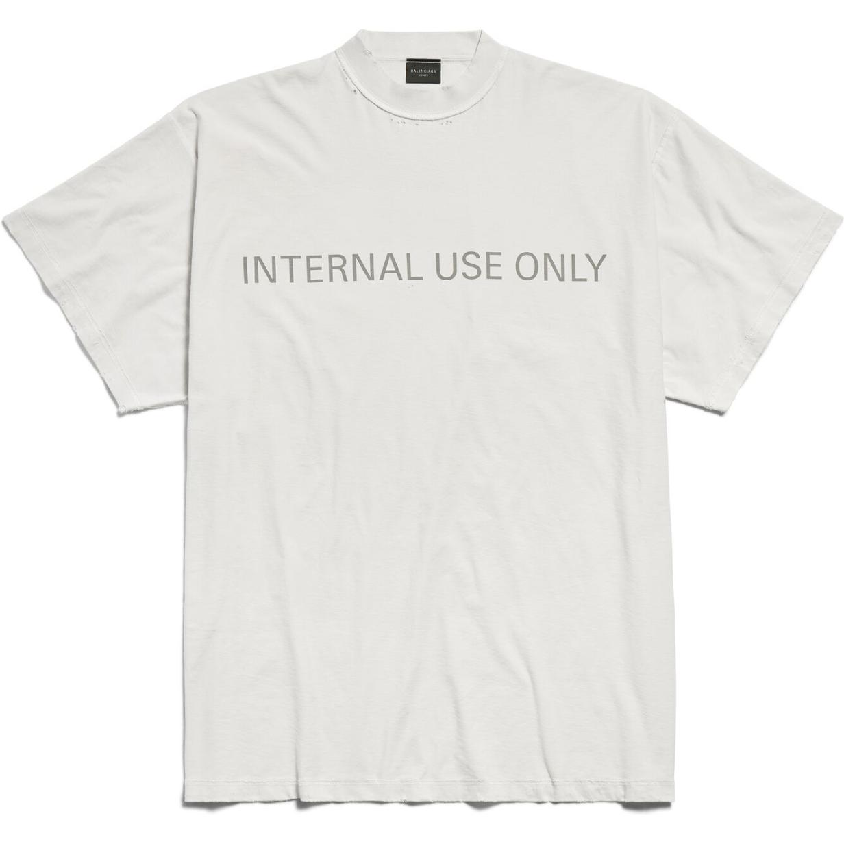Футболка FW24 'Internal Use Only' наизнанку белая Balenciaga, серо-белая — фото 2