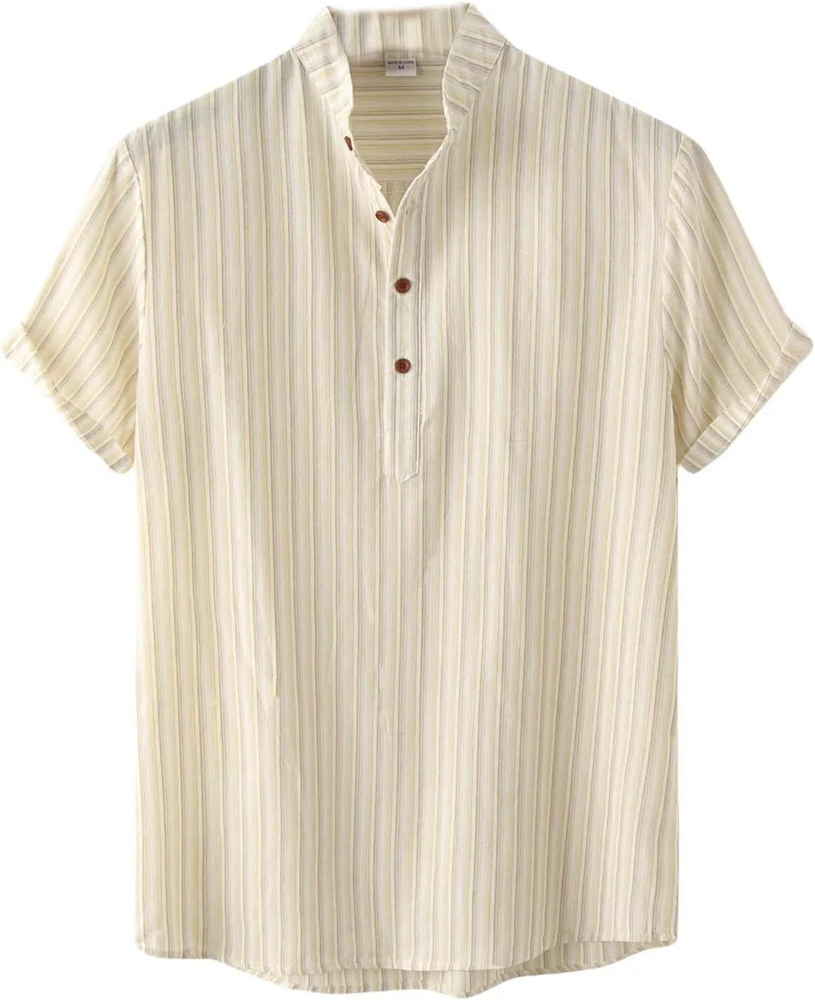 

Мужская рубашка хенли с воротником стойкой, коротким рукавом и полосками RSZGSWS