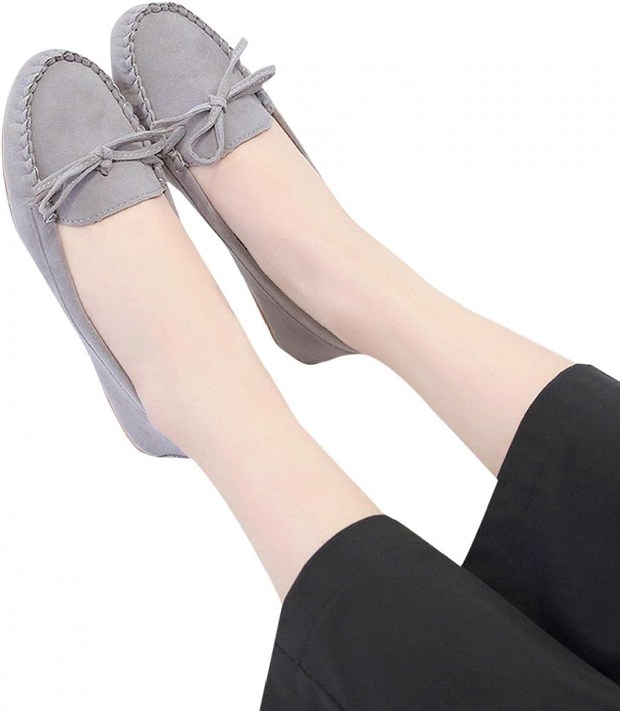 

Женские лоферы Hbeylia на плоской подошве, модные повседневные замшевые, с антискользящей подошвой, с бантом, низкие, для ходьбы, балетки, для работы, для женщин, девушек, для пляжа, путешествий и отпуска, серый