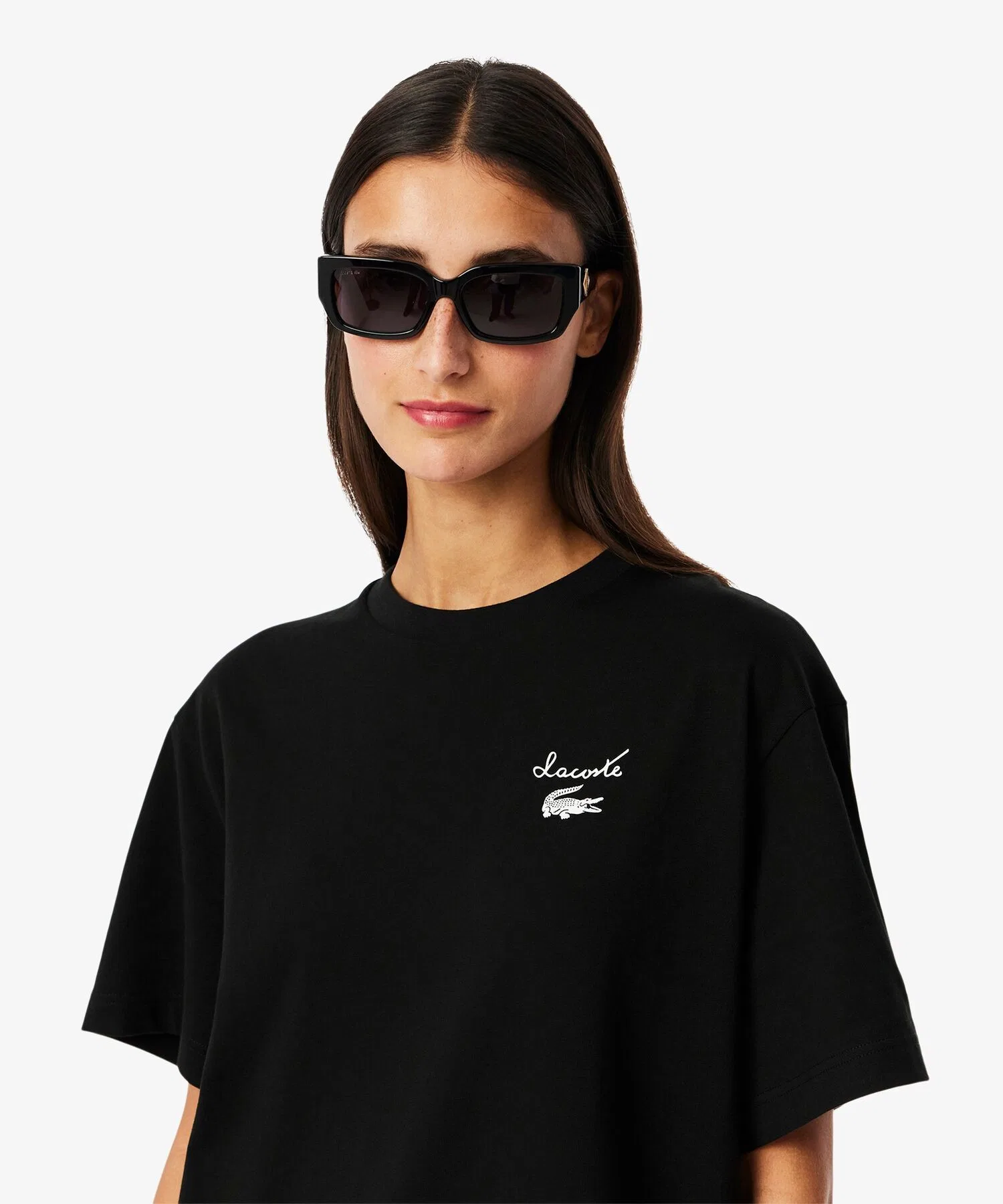 Платье-футболка LACOSTE оверсайз, хлопковое, зелёное — фото 4