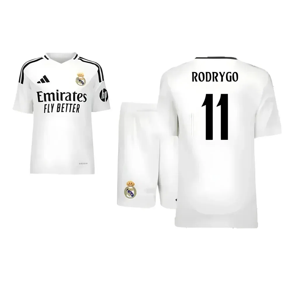 Домашний комплект Real Madrid 2024-2025 для юниоров Rodrygo 11, белый