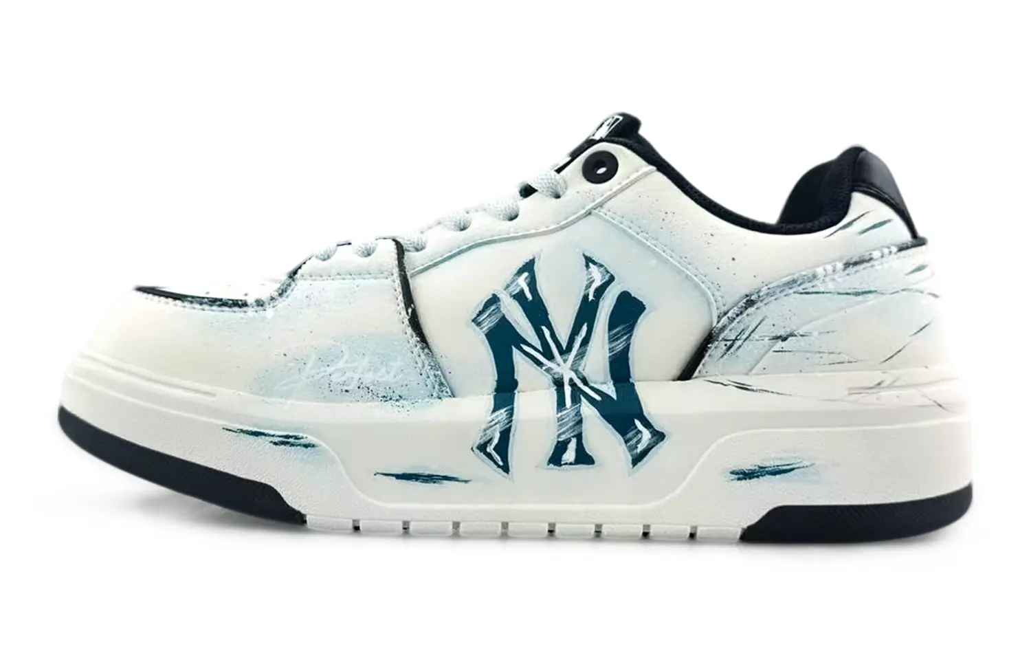 

MLB Низкие скейтбордические кроссовки с толстой внутренней подкладкой и амортизацией, унисекс, белый и синий