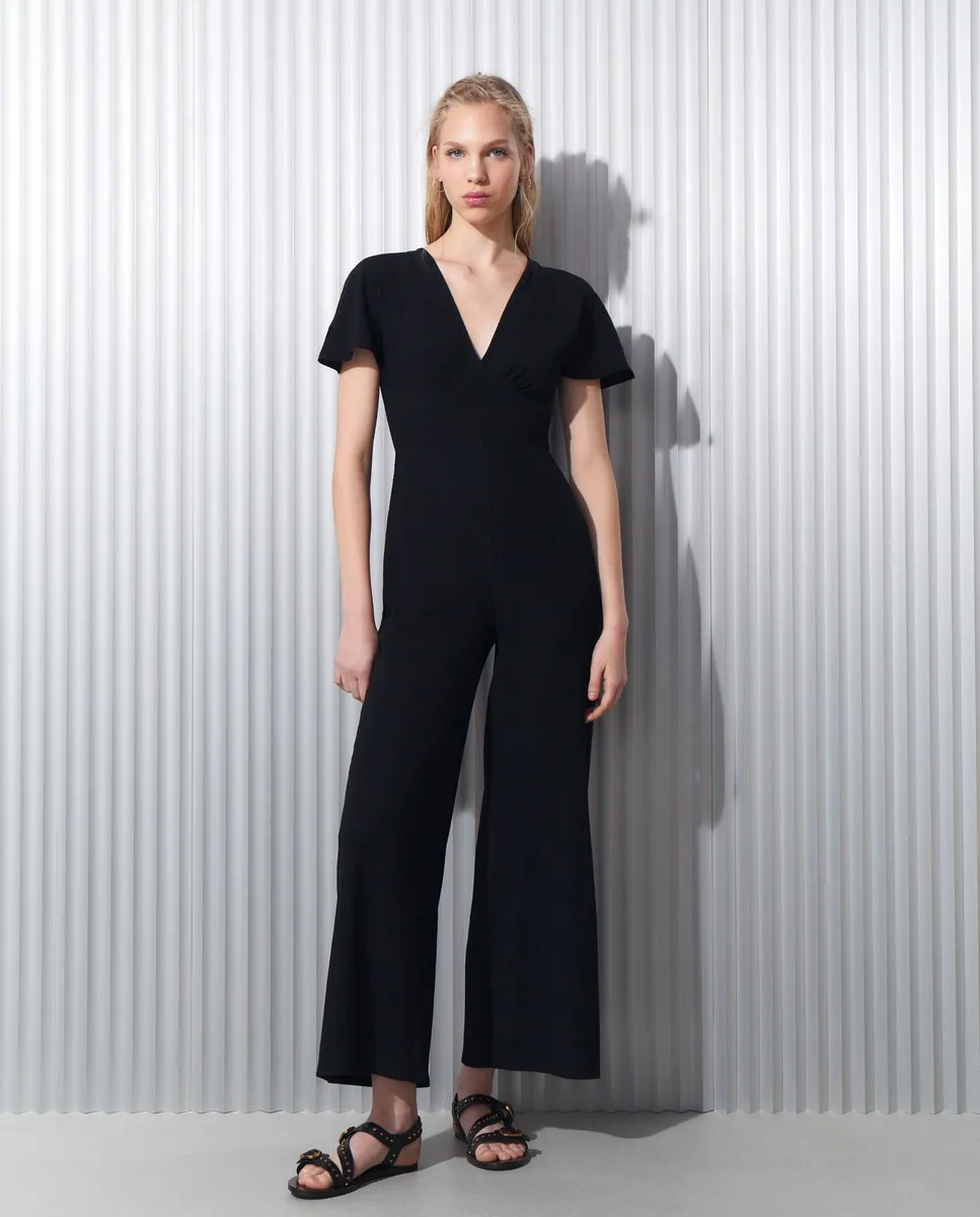 

Женский комбинезон с короткими рукавами и цветочным принтом Easy Wear, черный