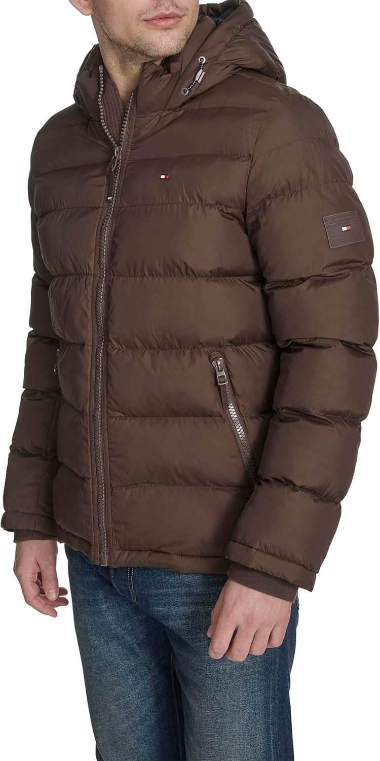 Мужская стеганая куртка с капюшоном Tommy Hilfiger (стандартная и для больших и высоких), Dark Brown — фото 3