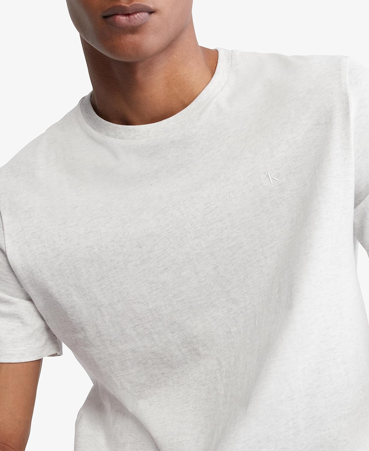 Мужская футболка Calvin Klein из гладкого хлопка с круглым вырезом, Light Grey Heather — фото 3