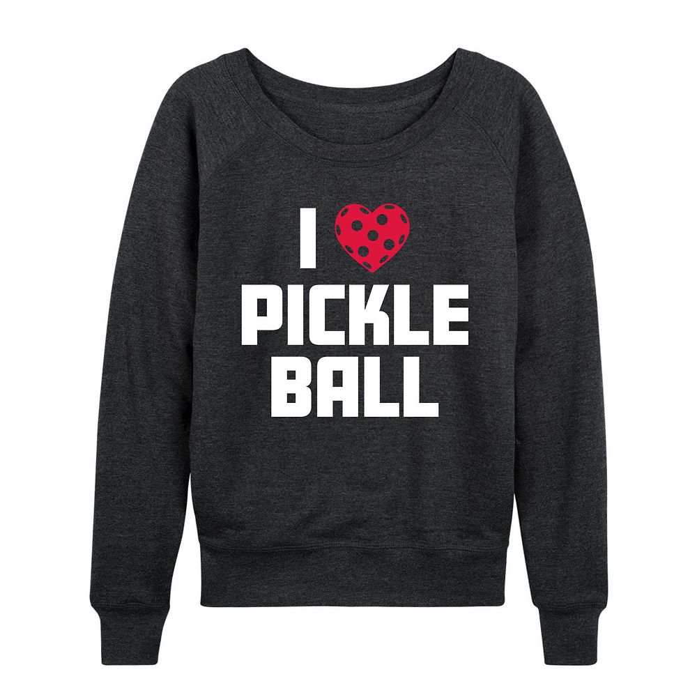 

Женский легкий свитшот из френч терри I Love Pickleball Licensed Character, цвет Heather Gray