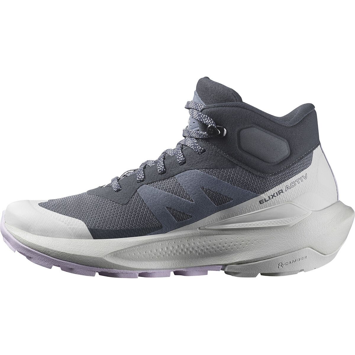 Ботинки женские Salomon Elixir Activ Mid GTX - 2024 для активного отдыха, серо-белый — фото 2