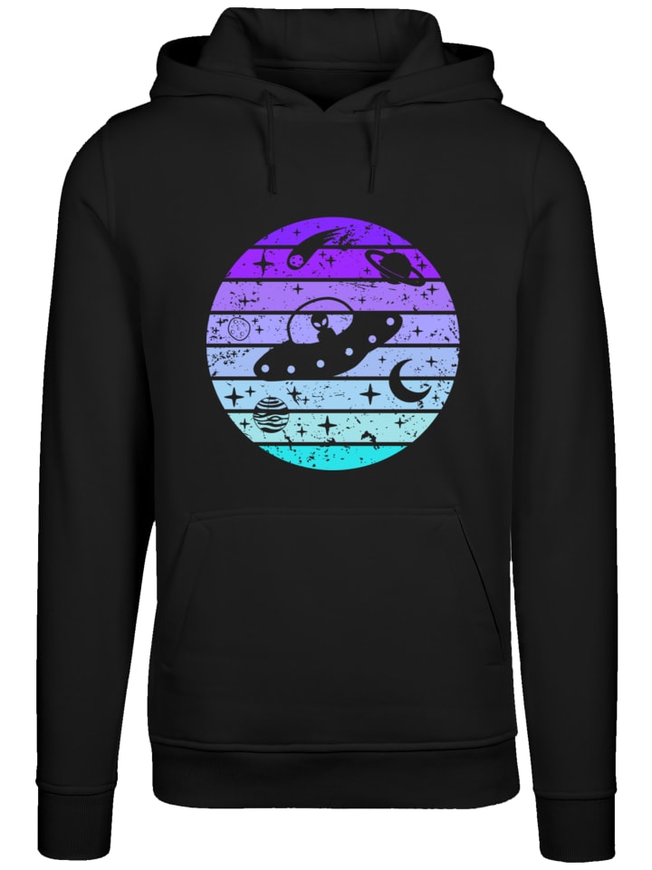 

Толстовка с капюшоном в стиле ретро с изображением инопланетного заката в черном цвете F4NT4STIC