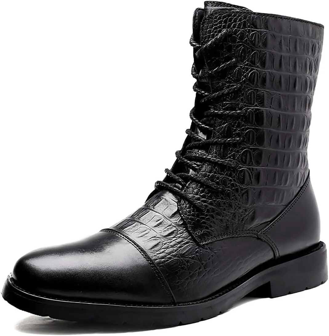 

Ботинки Santimon Oxfords, повседневные, для вечеринок, мотоботы, кожаные, на шнуровке, высокие, модные, вестерн Danner, для мужчин и мальчиков, черный