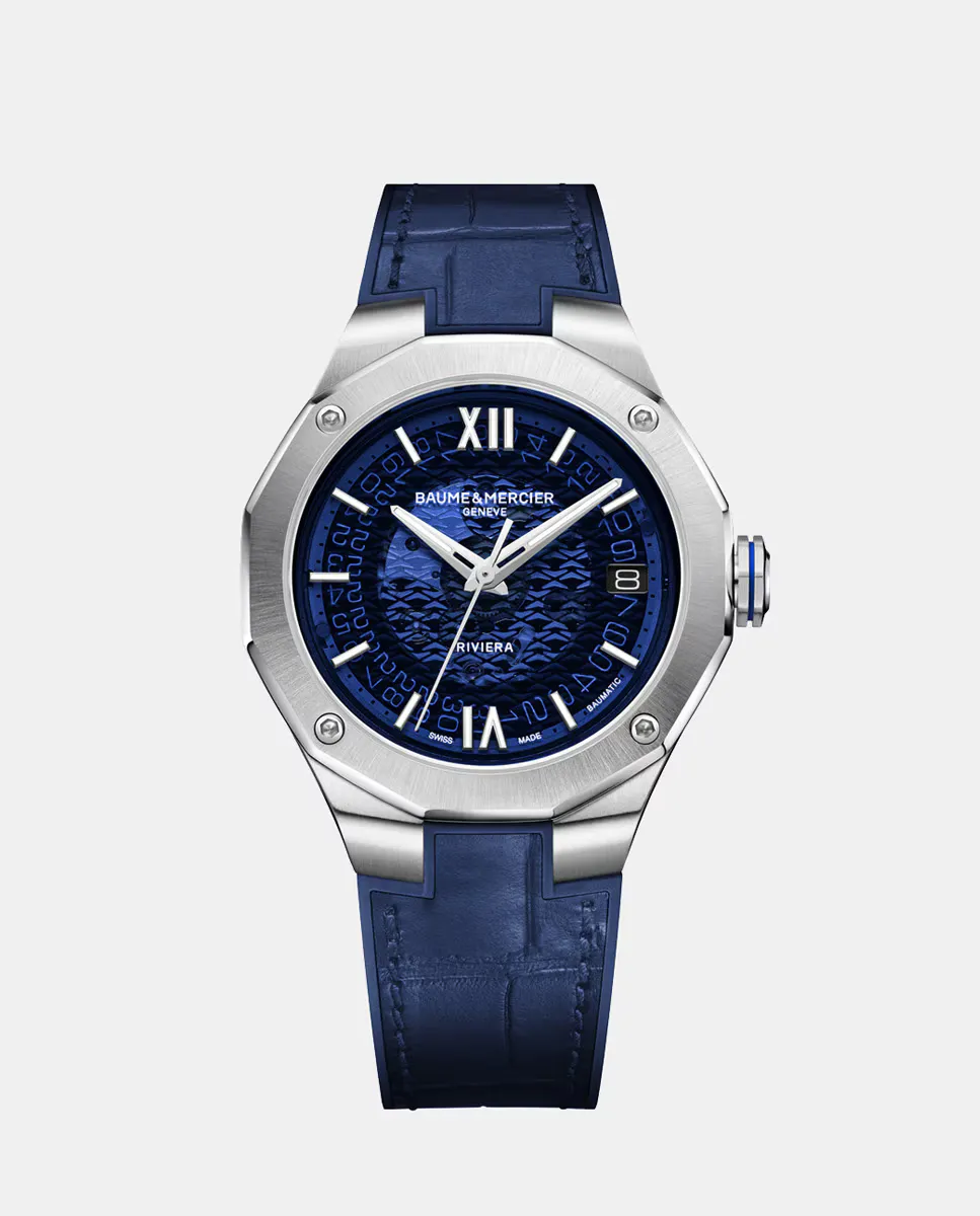 

Riviera Baumatic M0A10714 автоматические женские часы из синей кожи и каучука Baume & Mercier, синий