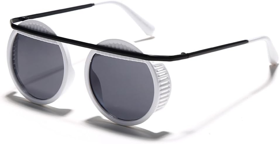 

Винтажные солнцезащитные очки в стиле стимпанк для мужчин, круглые очки, металлические солнцезащитные очки в стиле стимпанк для женщин, зеркальные очки с защитой от УФ-излучения UV400 LANGSER, 5 Gray