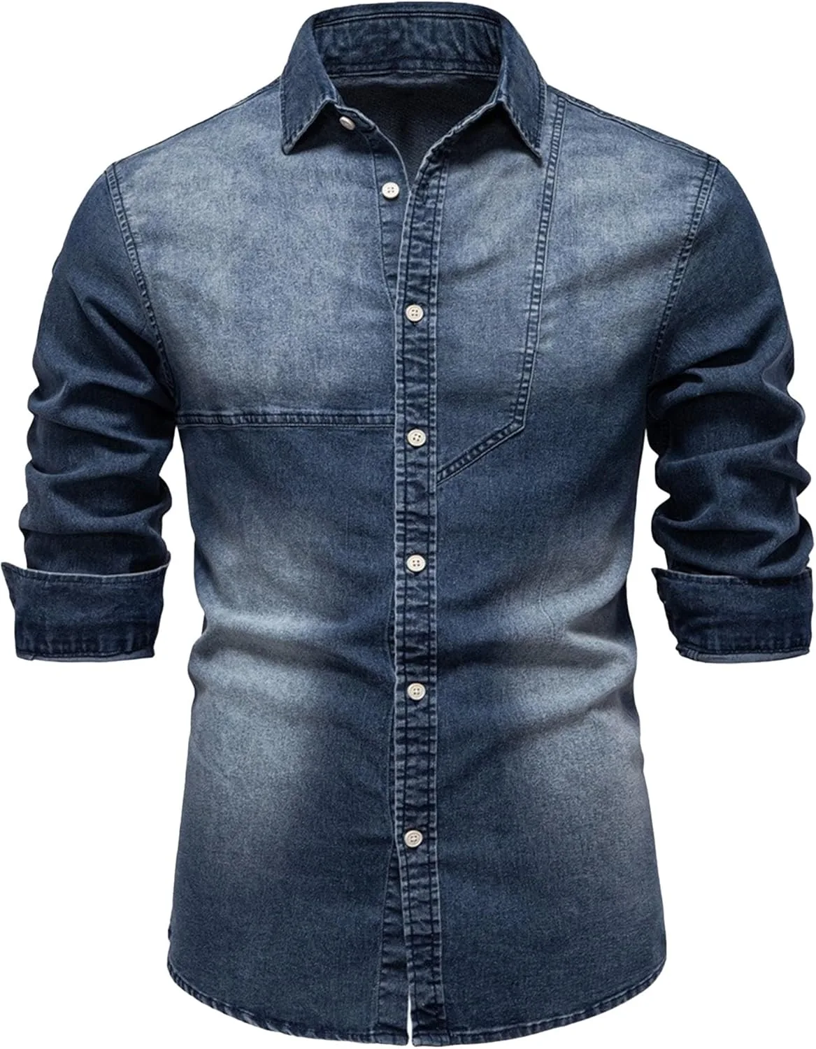 

Мужская джимовая рубашка на пуговицах с длинным рукавом casual slim fit Valtorixia