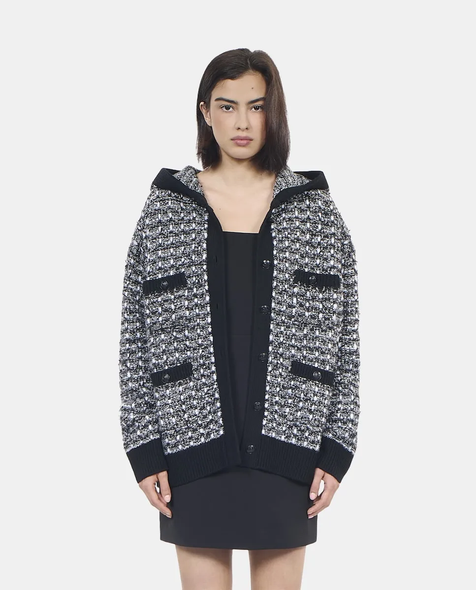 

Женский твидовый кардиган с капюшоном The Kooples, черный