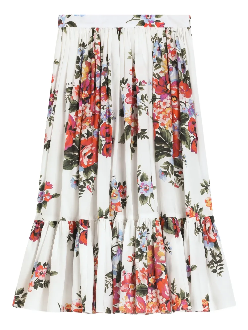 

Юбка с оборками и цветочным принтом Dolce & Gabbana Kids, белый