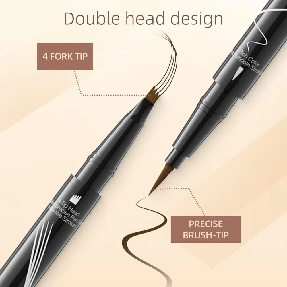 Карандаш для бровей Microblading 2-в-1 с 4-зубчатой насадкой, серый — фото 3