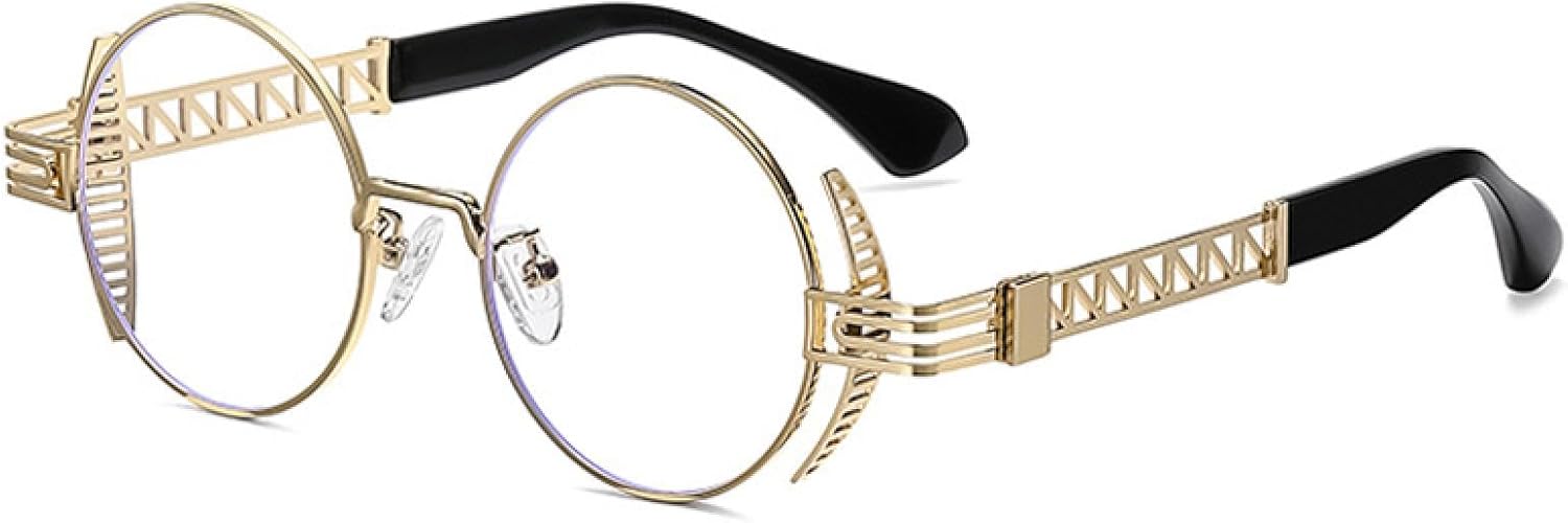 

Солнцезащитные очки с защитой от УФ-излучения UV400 для женщин и мужчин | Круглые панк-очки с прозрачными зеркальными линзами и полым металлическим каркасом | для занятий спортом на открытом воздухе DSVIGF, 03