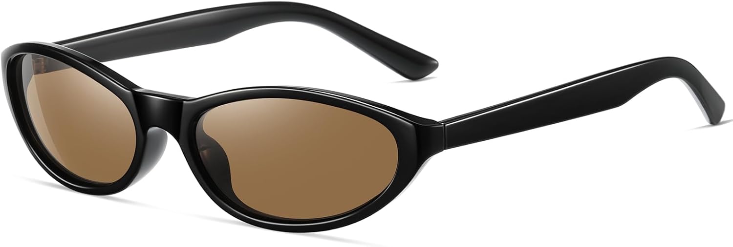 

Солнцезащитные очки для женщин. Классические винтажные солнцезащитные очки в стиле ретро, ​​овальные, модные очки 90-х годов, солнцезащитные очки с линзами UV400 CHAOSELF, Tea+black