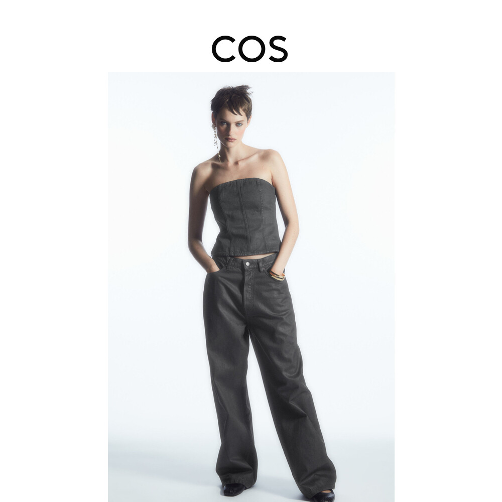 

Женские джинсы Cos с широкими штанинами и заниженной талией, черный