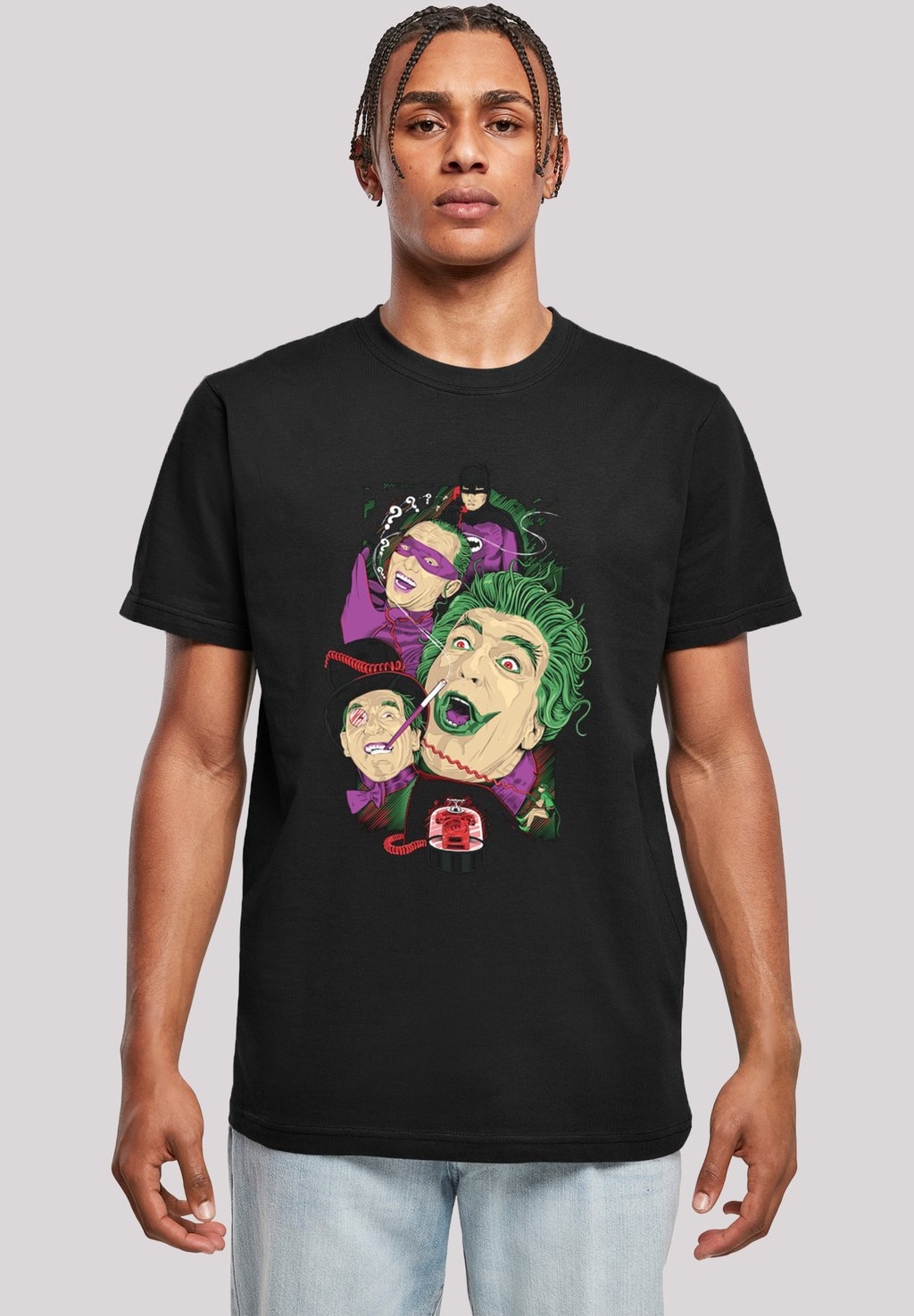 

Футболка с принтом BATMAN TV SERIES ROGUES GALLERY BLK WITH ROUND NECK F4NT4STIC, черный