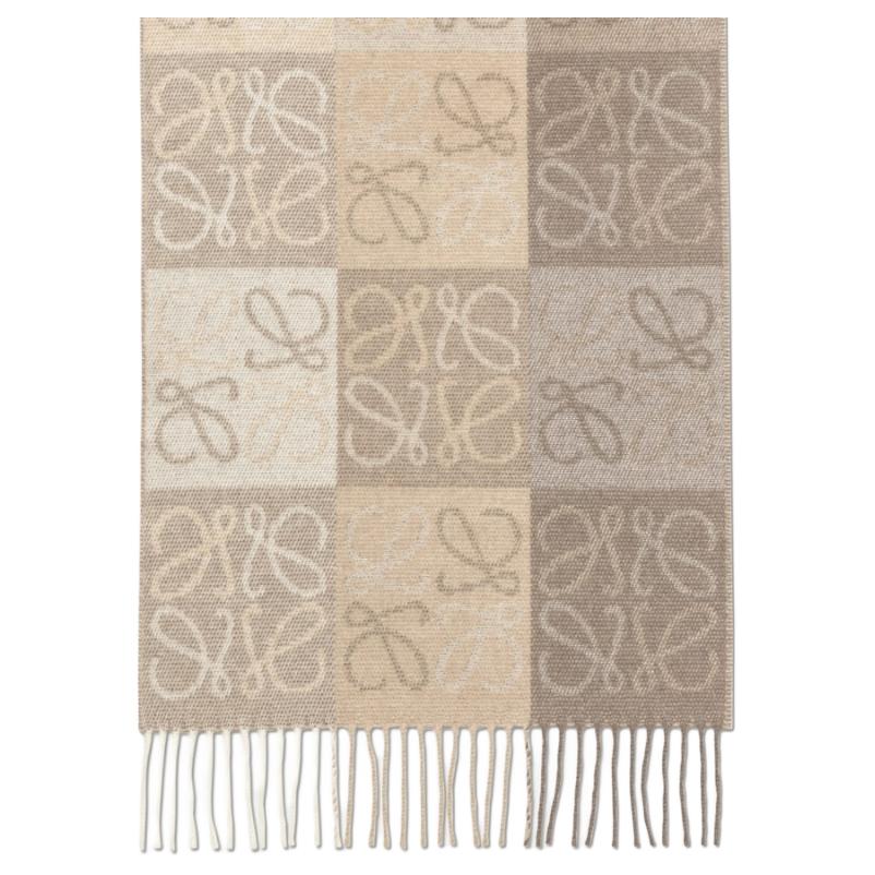 

LOEWE Шерстяной кашемировый вязаный шарф женский бежевый, Beige
