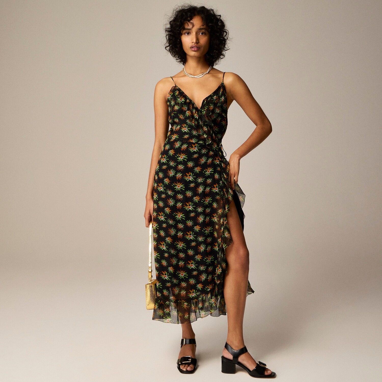 

Платье-Халат Flatter с цветочным принтом в виде солнечных лучей J.Crew, черный