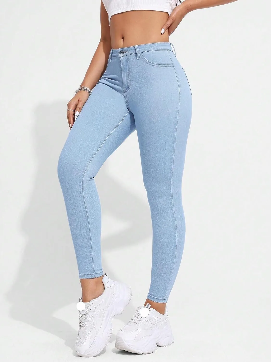 Женские джинсы Fit Denim мода 2025 Generic, Light Wash — фото 2