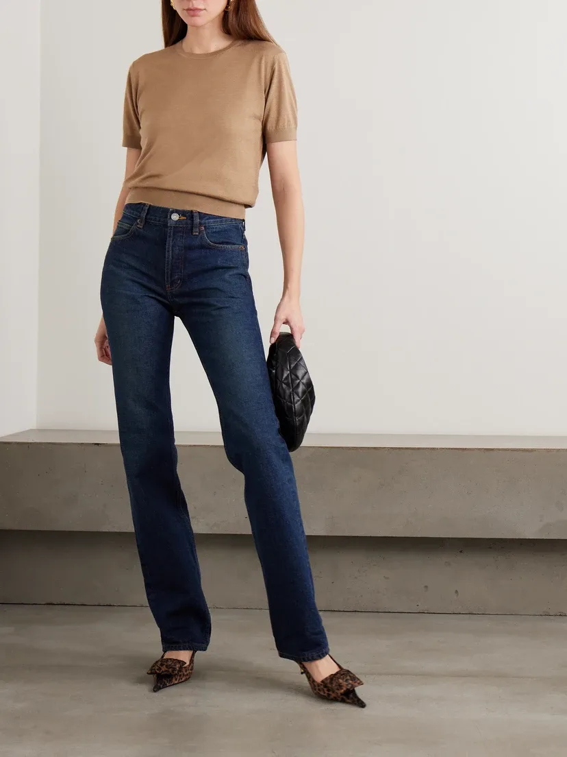 Топ из смеси шерсти, кашемира и шелка SAINT LAURENT, хаки — фото 2